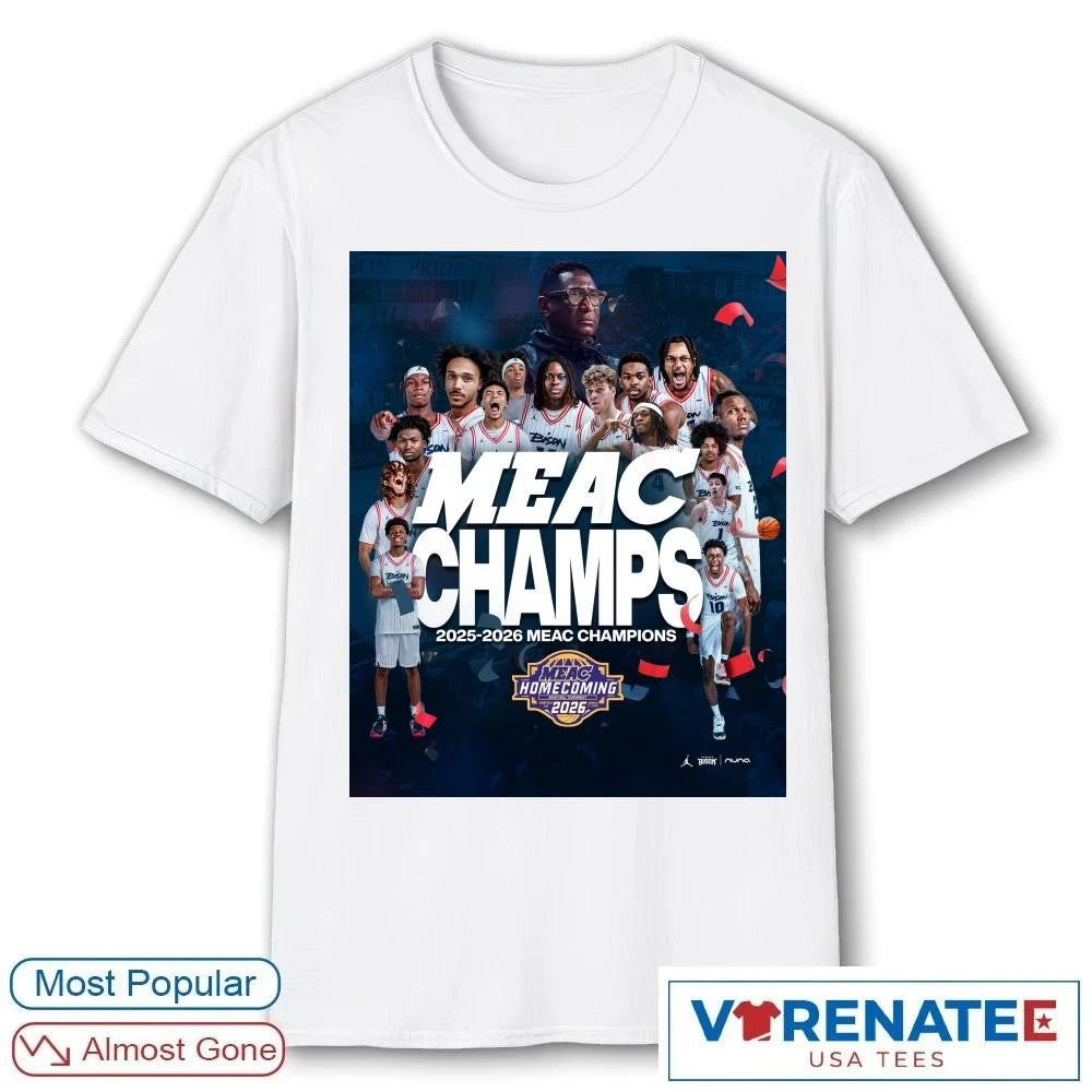 Official 2025-2026 MEAC Tournament Champions Howard Men’s Basketball Poster T-Shirt
