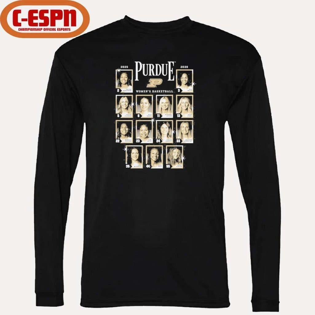Official 2025-2026 Purdue Women’s Basketball Yearbook Team Shirt
