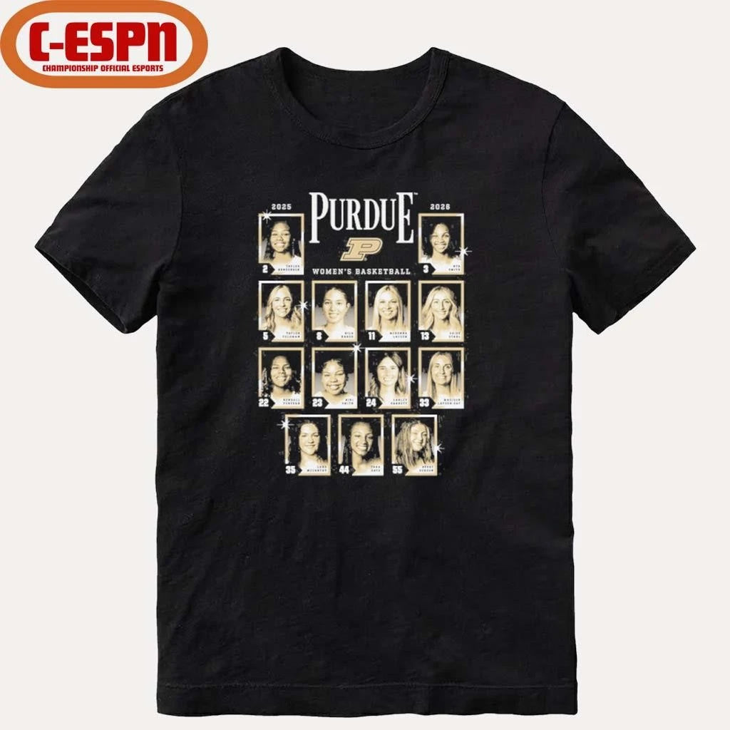 Official 2025-2026 Purdue Women’s Basketball Yearbook Team Shirt