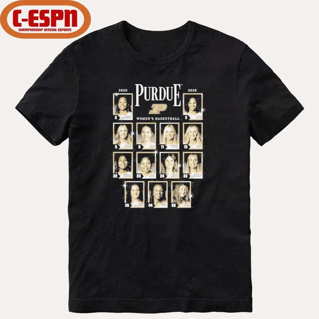 Official 2025-2026 Purdue Women’s Basketball Yearbook Team Shirt