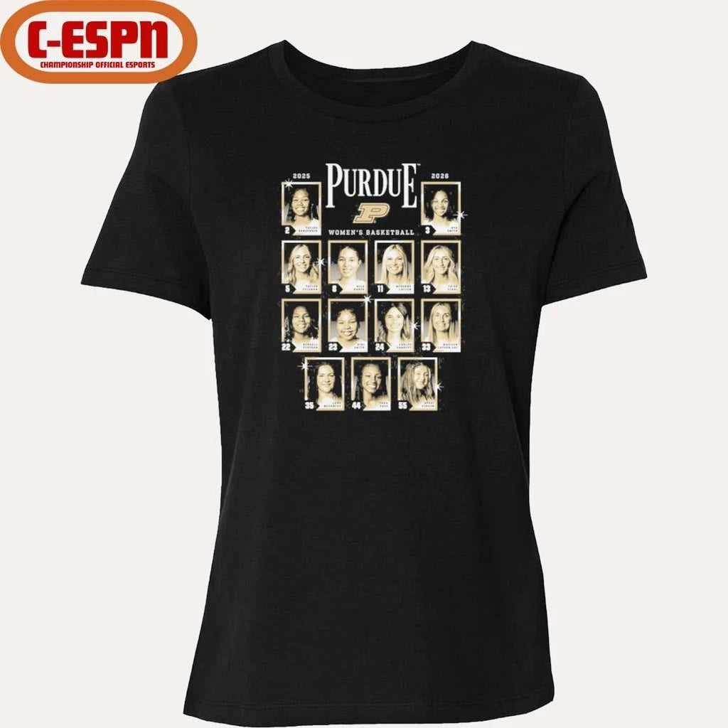 Official 2025-2026 Purdue Women’s Basketball Yearbook Team Shirt