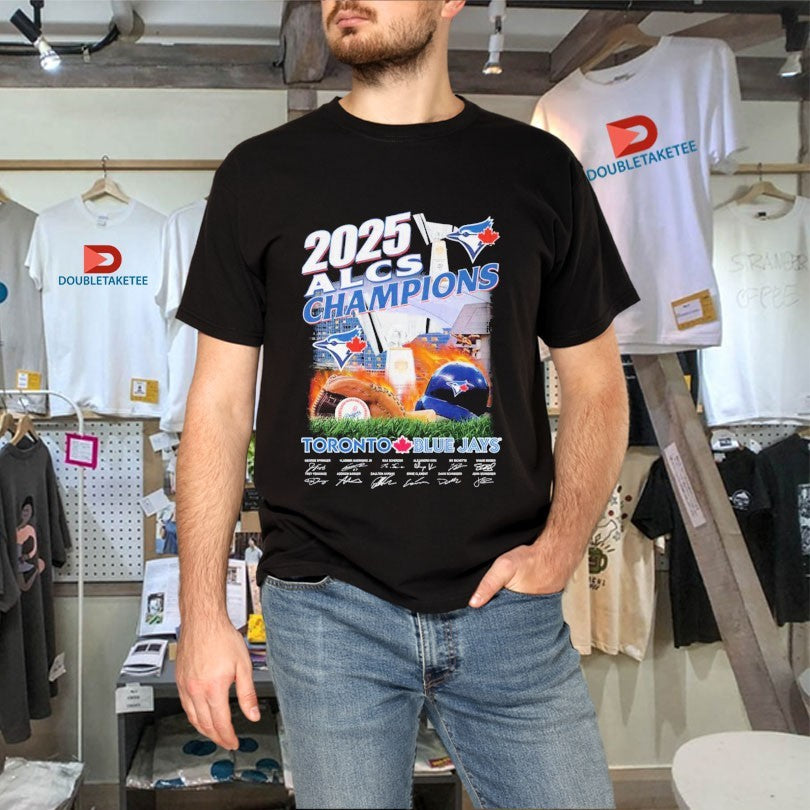 Official 2025 ALCS Champions Toronto Blue Jays Signatures Shirts