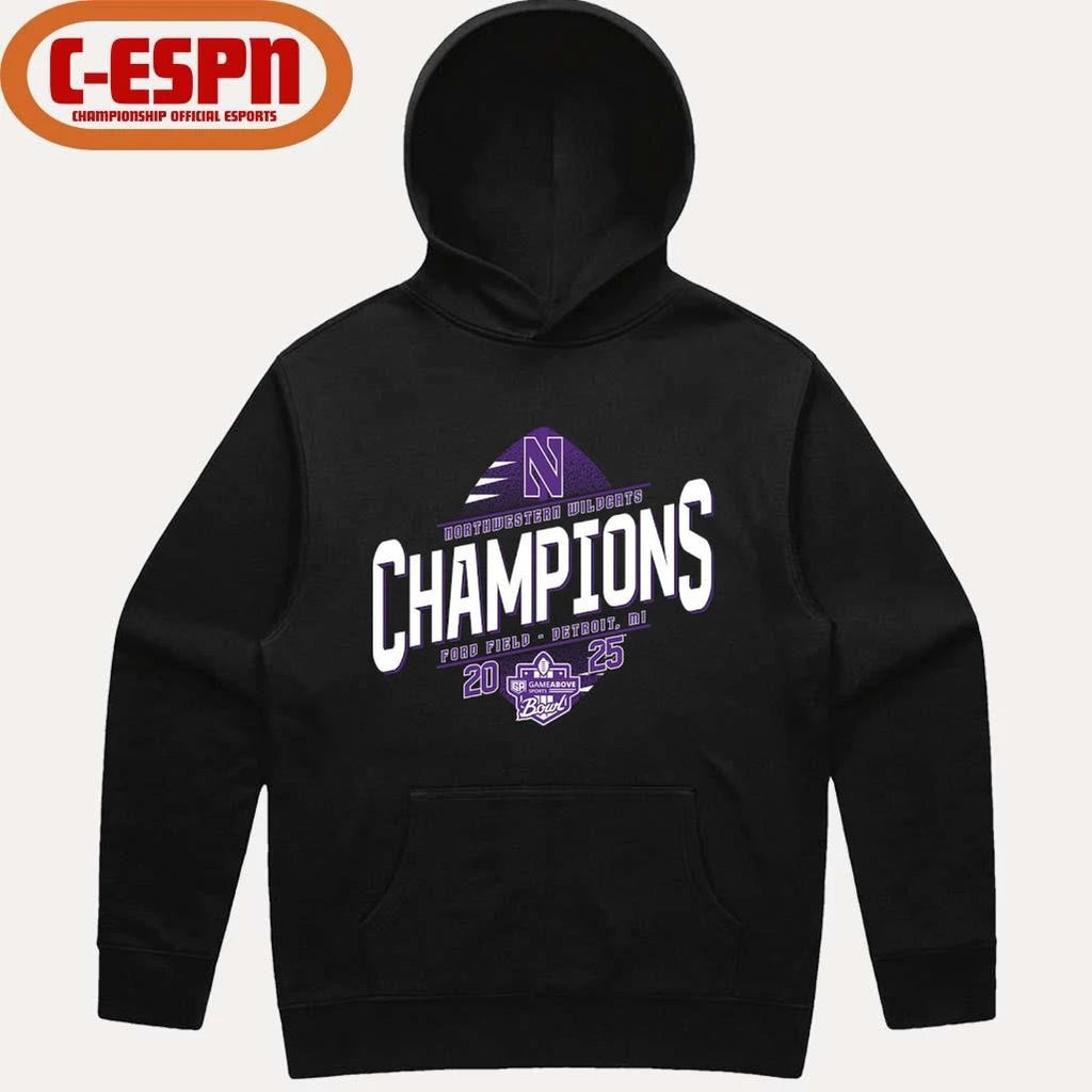 Official 2025 GameAbove Sports Bowl Champions Northwestern Wildcats T-Shirt