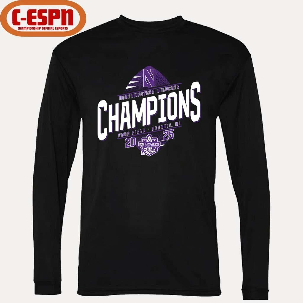 Official 2025 GameAbove Sports Bowl Champions Northwestern Wildcats T-Shirt