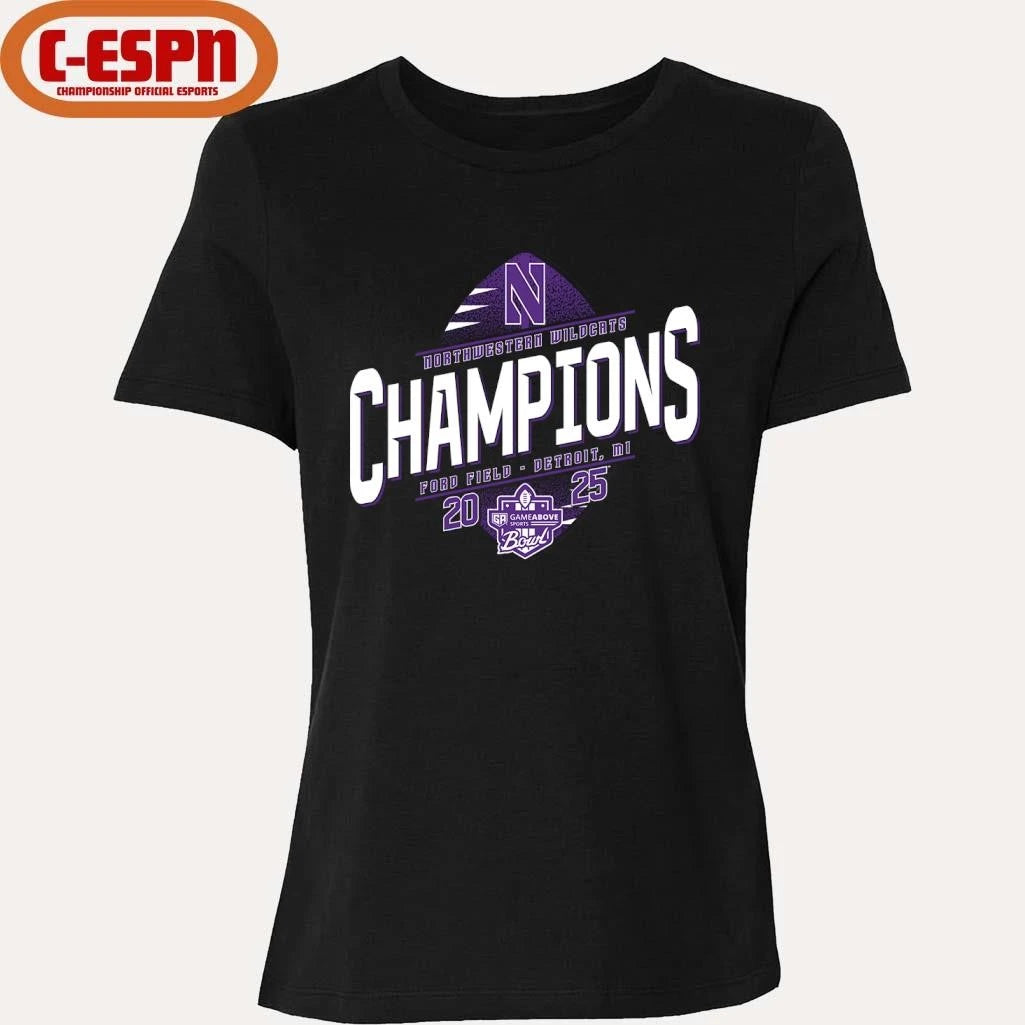 Official 2025 GameAbove Sports Bowl Champions Northwestern Wildcats T-Shirt