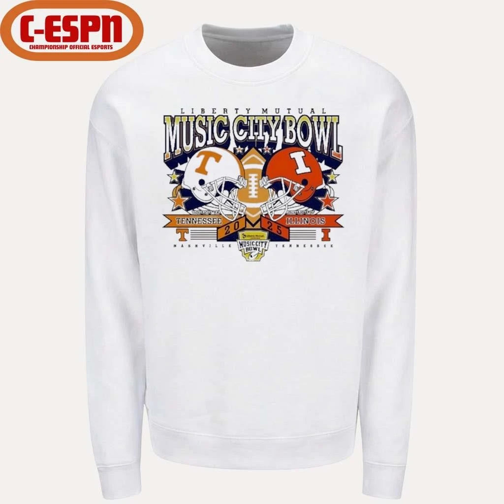 Official 2025 Music City Bowl Head To Head Tennessee Vs Illinois Shirt