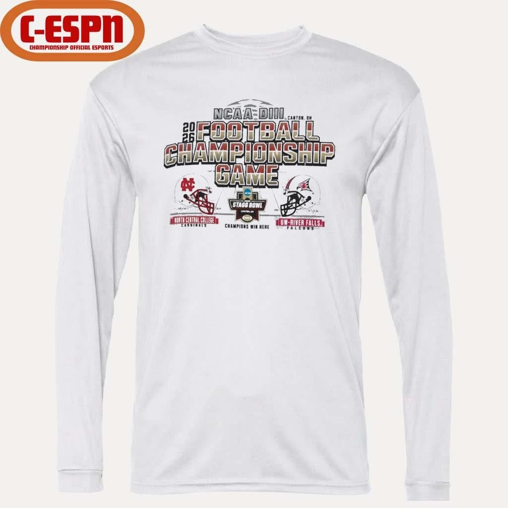 Official 2025 NCAA DIII Football Championship Game North Central College Cardinals Vs UW-River Falls Falcons – Canton, OH Shirt
