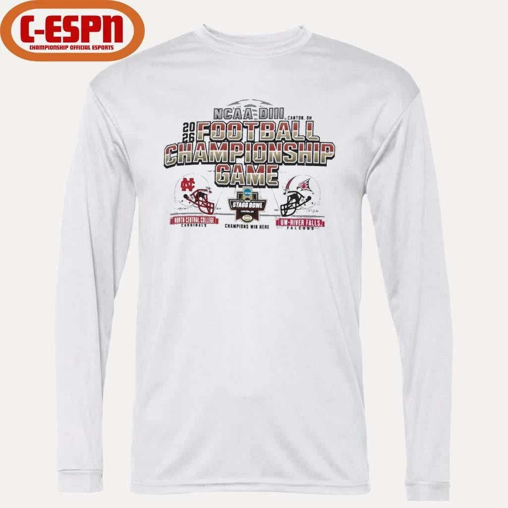 Official 2025 NCAA DIII Football Championship Game North Central College Cardinals Vs UW-River Falls Falcons – Canton, OH Shirt