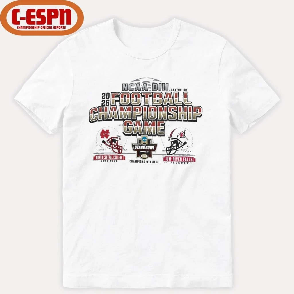 Official 2025 NCAA DIII Football Championship Game North Central College Cardinals Vs UW-River Falls Falcons – Canton, OH Shirt