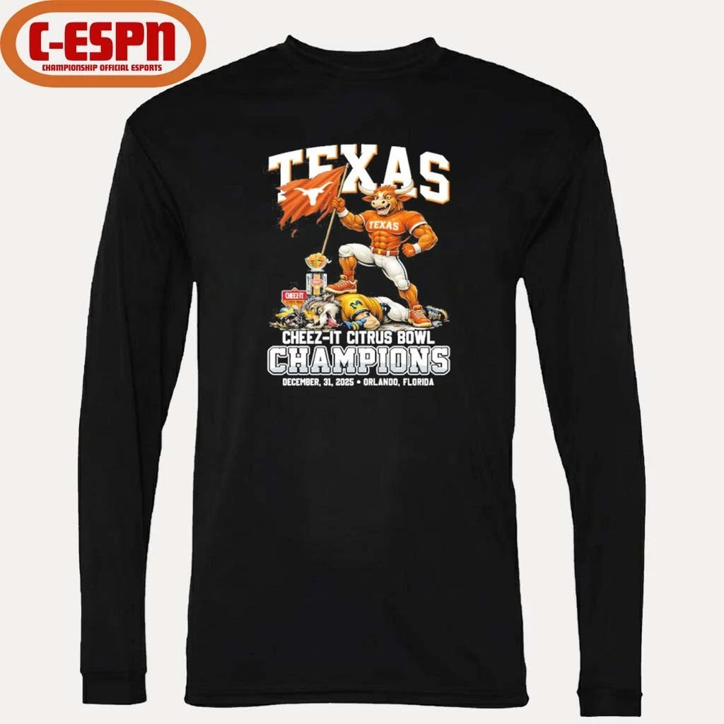 Official 2025 Texas Citrus Bowl Champions Longhorns Beat Wolverines Mascot Shirt