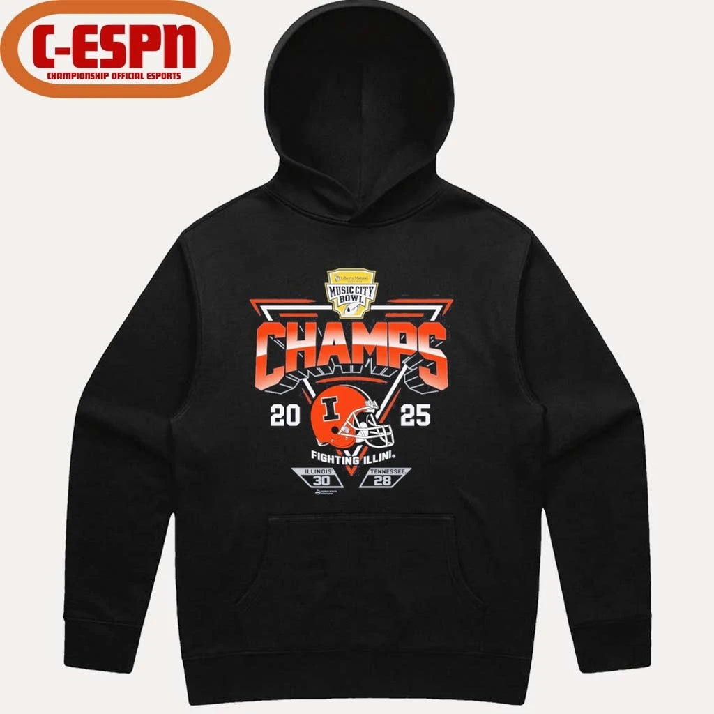 Official 2025 Transperfect Music City Bowl Illinois Champs Score Shirt