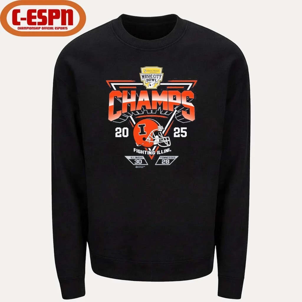 Official 2025 Transperfect Music City Bowl Illinois Champs Score Shirt