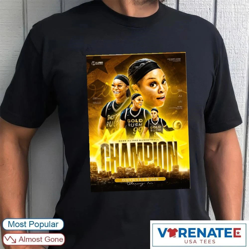 Official 2026 AU Pro Basketball Champion Odyssey Sims Signature Poster shirt
