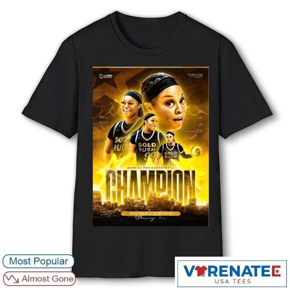 Official 2026 AU Pro Basketball Champion Odyssey Sims Signature Poster shirt