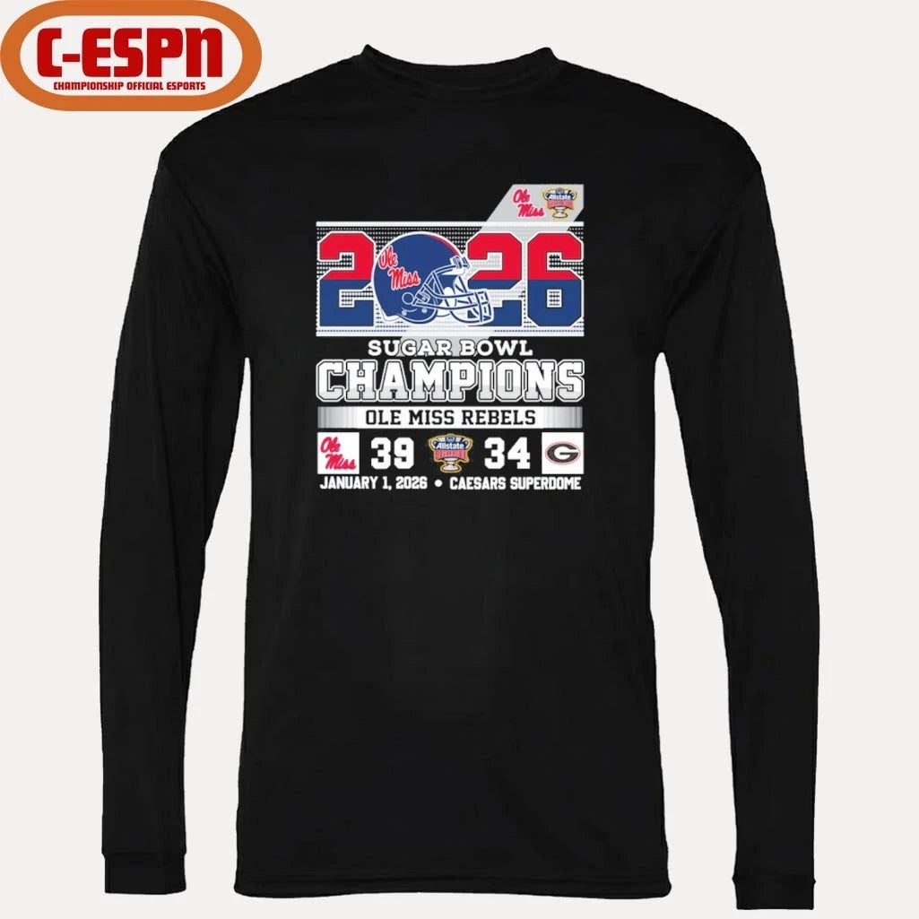 Official 2026 Allstate Sugar Bowl Champions Ole Miss 39-34 Georgia Shirt