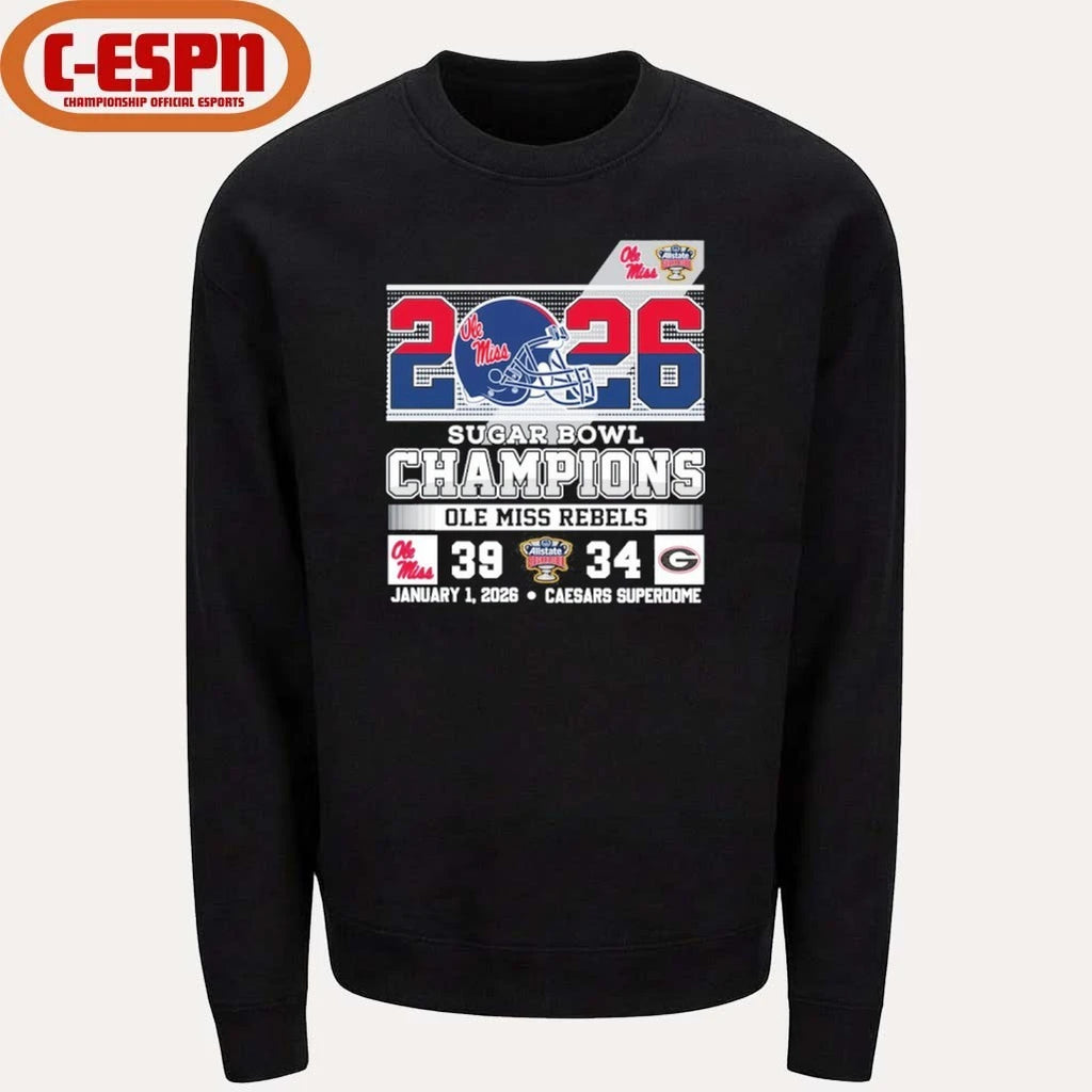 Official 2026 Allstate Sugar Bowl Champions Ole Miss 39-34 Georgia Shirt
