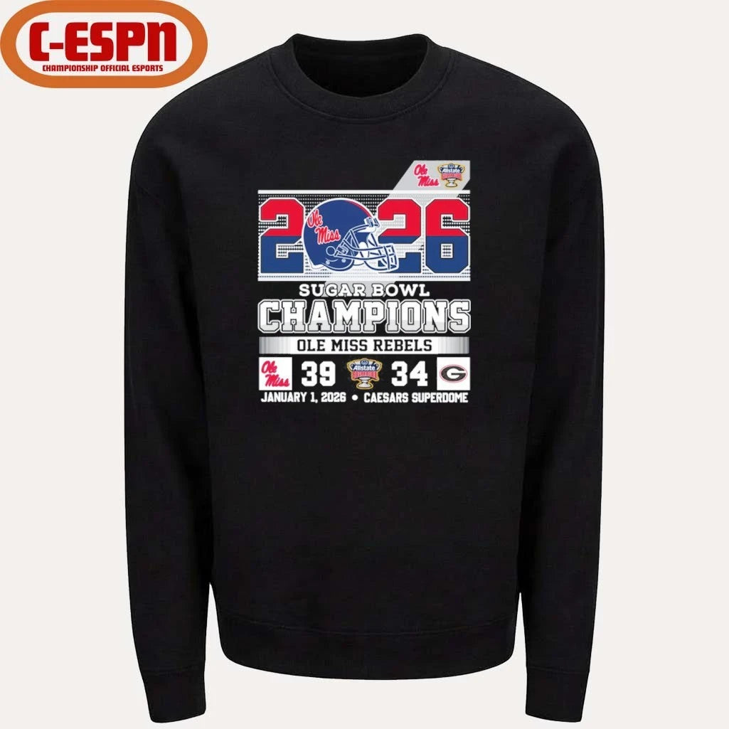 Official 2026 Allstate Sugar Bowl Champions Ole Miss 39-34 Georgia Shirt