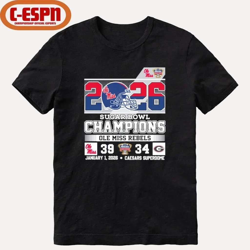 Official 2026 Allstate Sugar Bowl Champions Ole Miss 39-34 Georgia Shirt