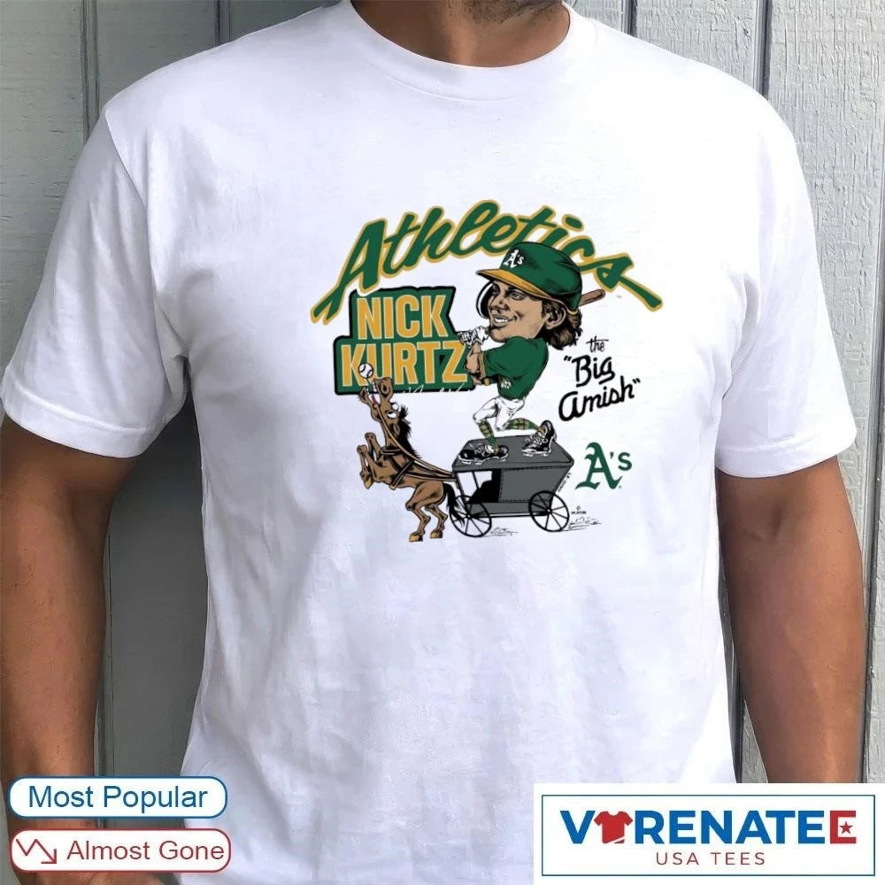 Official 2026 Athletics Nick Kurtz The Big Amish Signature Caricature Homage T-Shirt