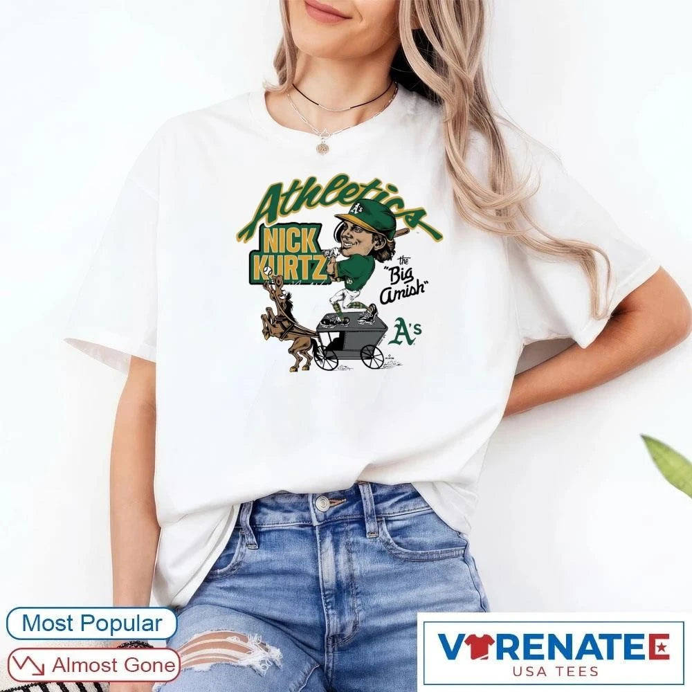 Official 2026 Athletics Nick Kurtz The Big Amish Signature Caricature Homage T-Shirt