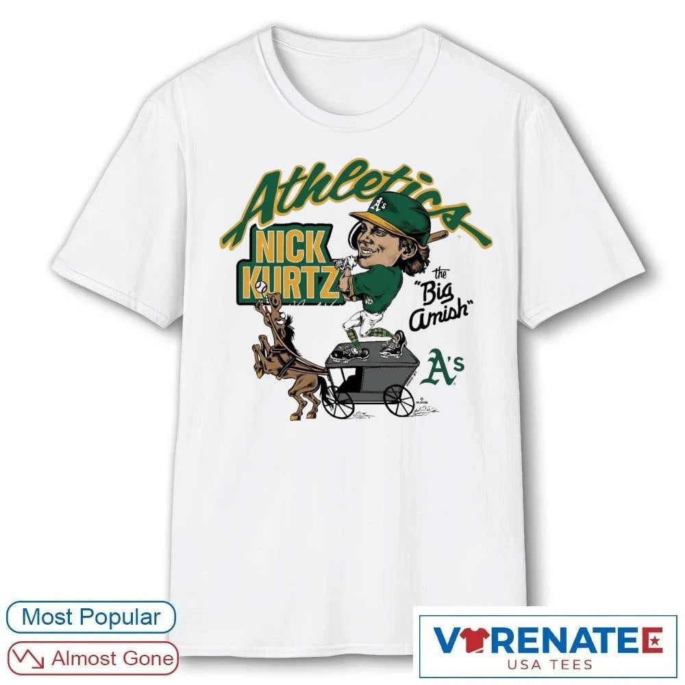 Official 2026 Athletics Nick Kurtz The Big Amish Signature Caricature Homage T-Shirt