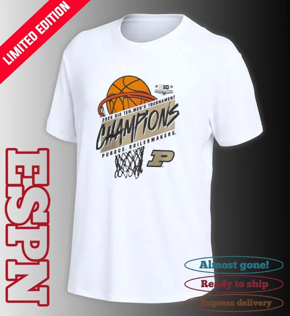 Official 2026 Big 10 Men’s Basketball Tournament Purdue Boilermakers Champions T-Shirt