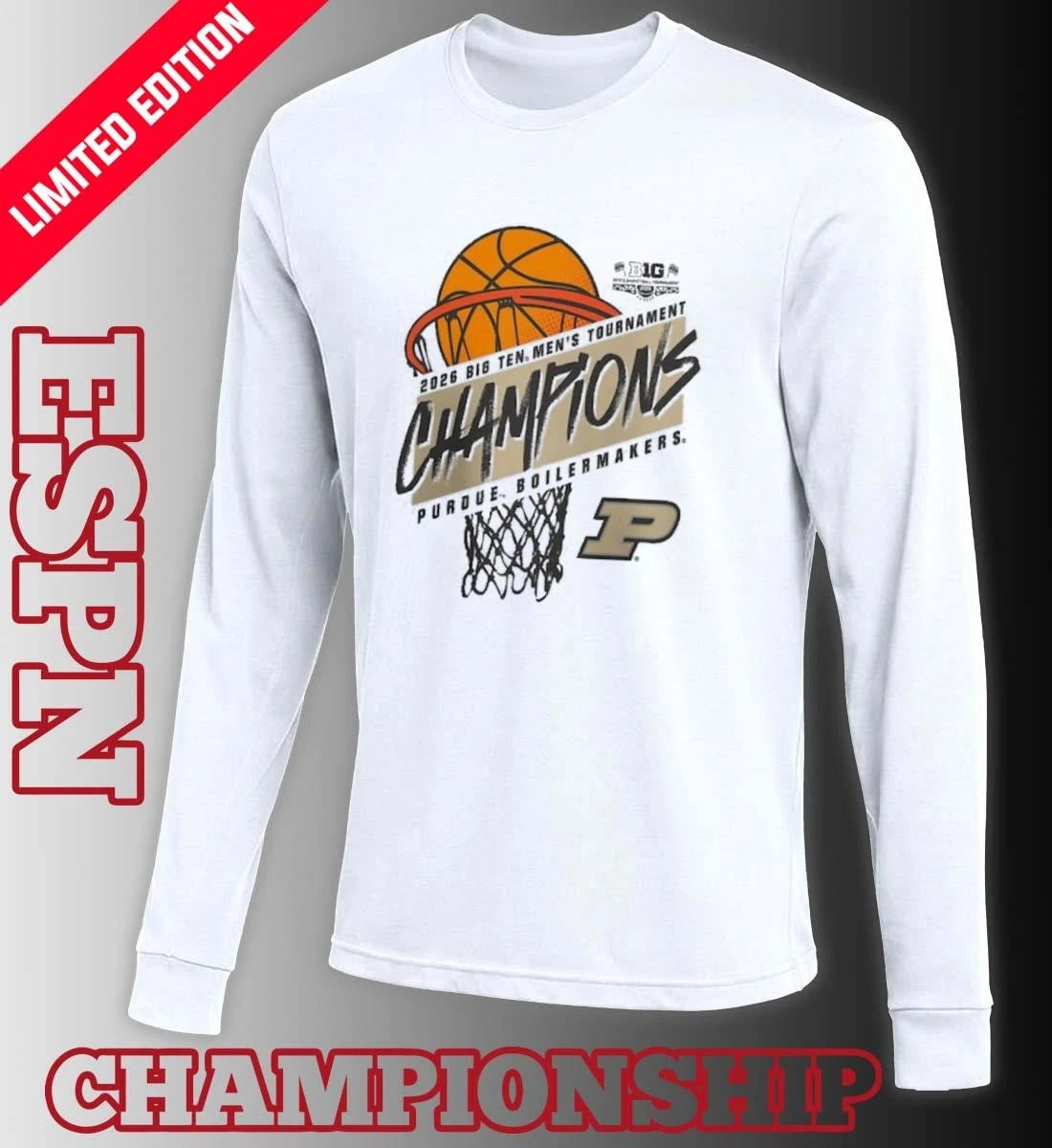 Official 2026 Big 10 Men’s Basketball Tournament Purdue Boilermakers Champions T-Shirt