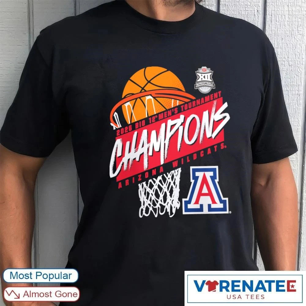 Official 2026 Big 12 Men’s Basketball Tournament Champions Arizona Wildcats T-Shirt