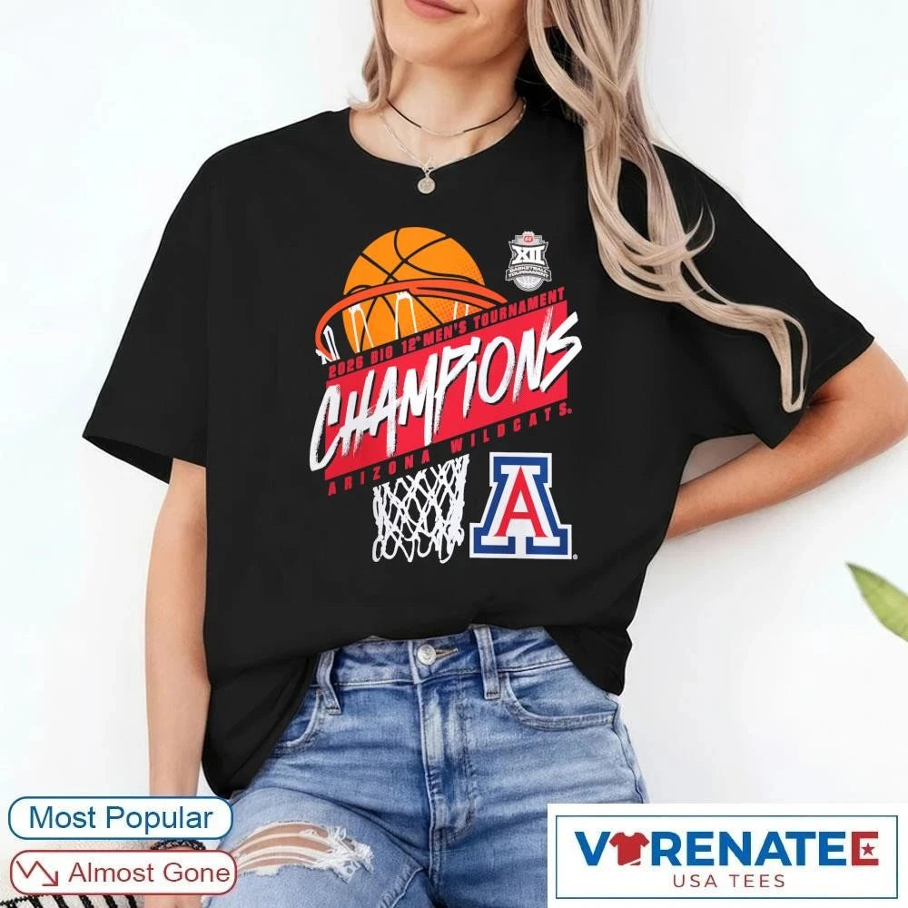 Official 2026 Big 12 Men’s Basketball Tournament Champions Arizona Wildcats T-Shirt