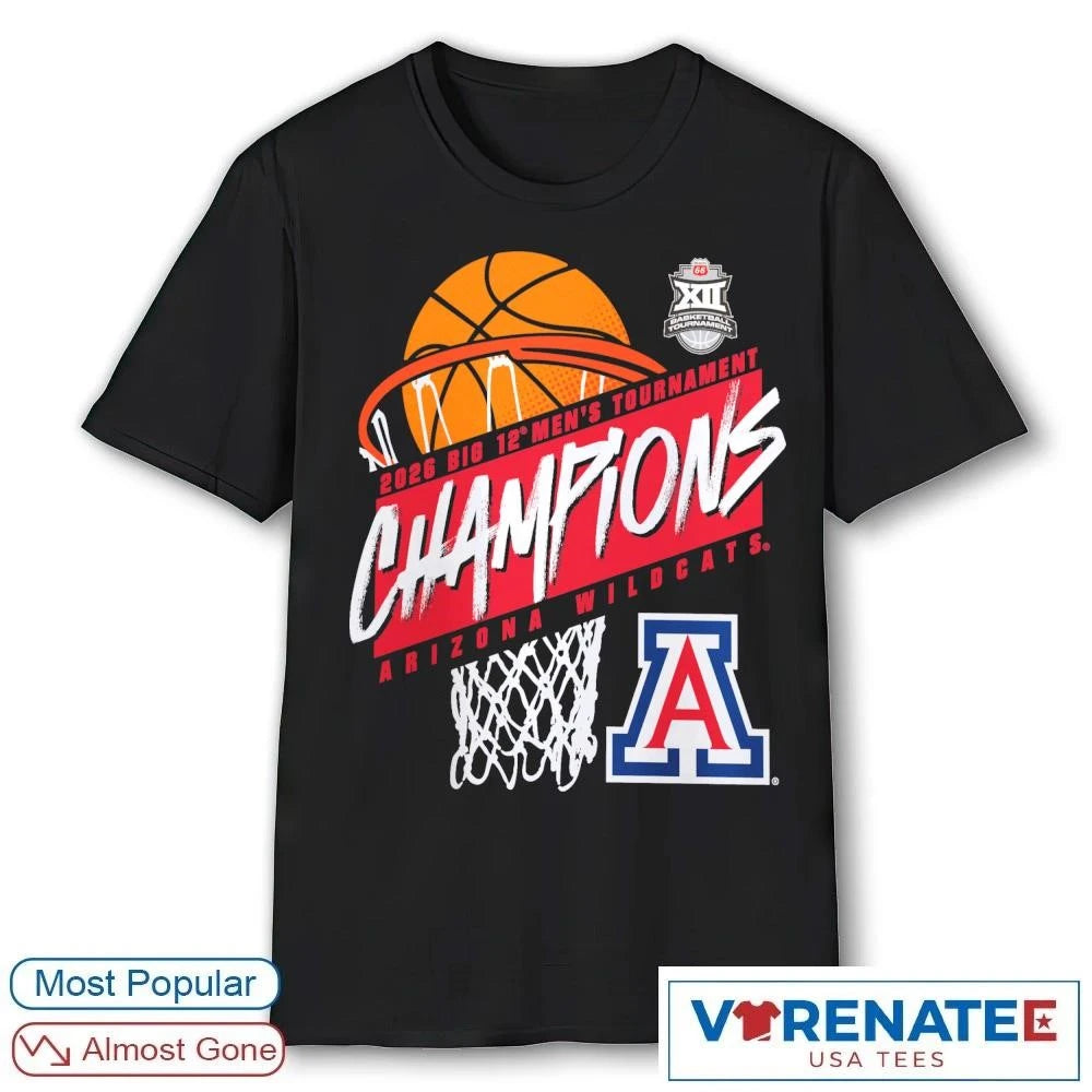 Official 2026 Big 12 Men’s Basketball Tournament Champions Arizona Wildcats T-Shirt