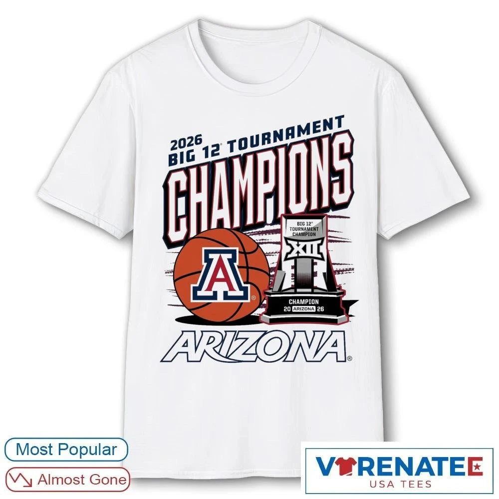 Official 2026 Big 12 Men’s Basketball Tournament Championship Trophy Arizona Wildcats New T-Shirt