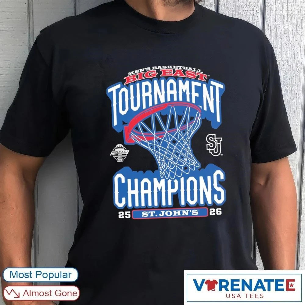 Official 2026 Big East Tournament Champions St. John’s Red Storm Men’s Basketball T-Shirt