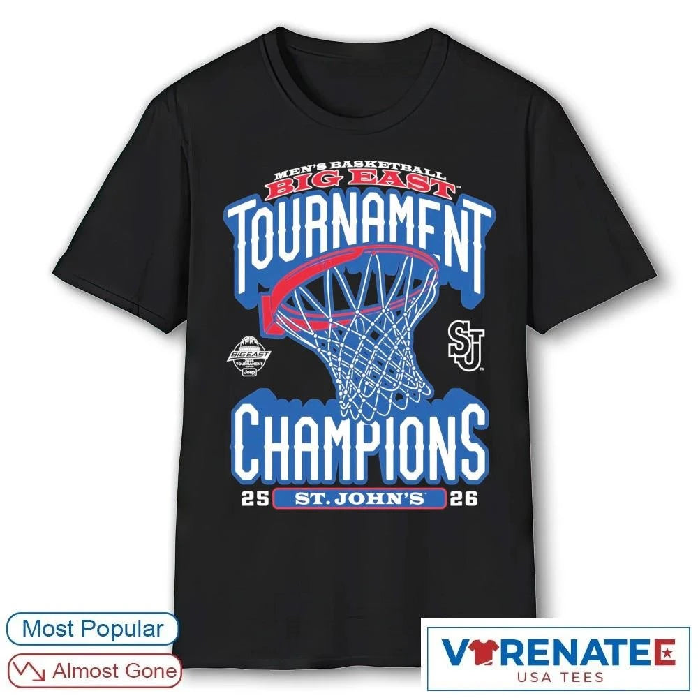 Official 2026 Big East Tournament Champions St. John’s Red Storm Men’s Basketball T-Shirt