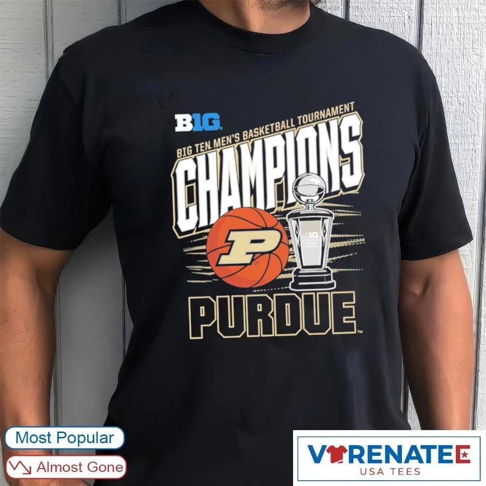 Official 2026 Big Ten Men’s Basketball Tournament Champions Trophy Purdue Boilermakers T-Shirt