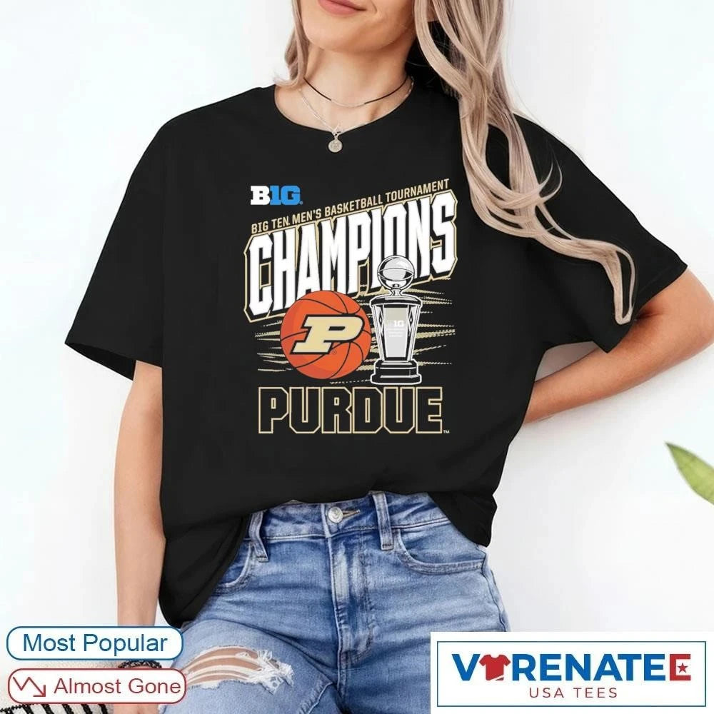 Official 2026 Big Ten Men’s Basketball Tournament Champions Trophy Purdue Boilermakers T-Shirt