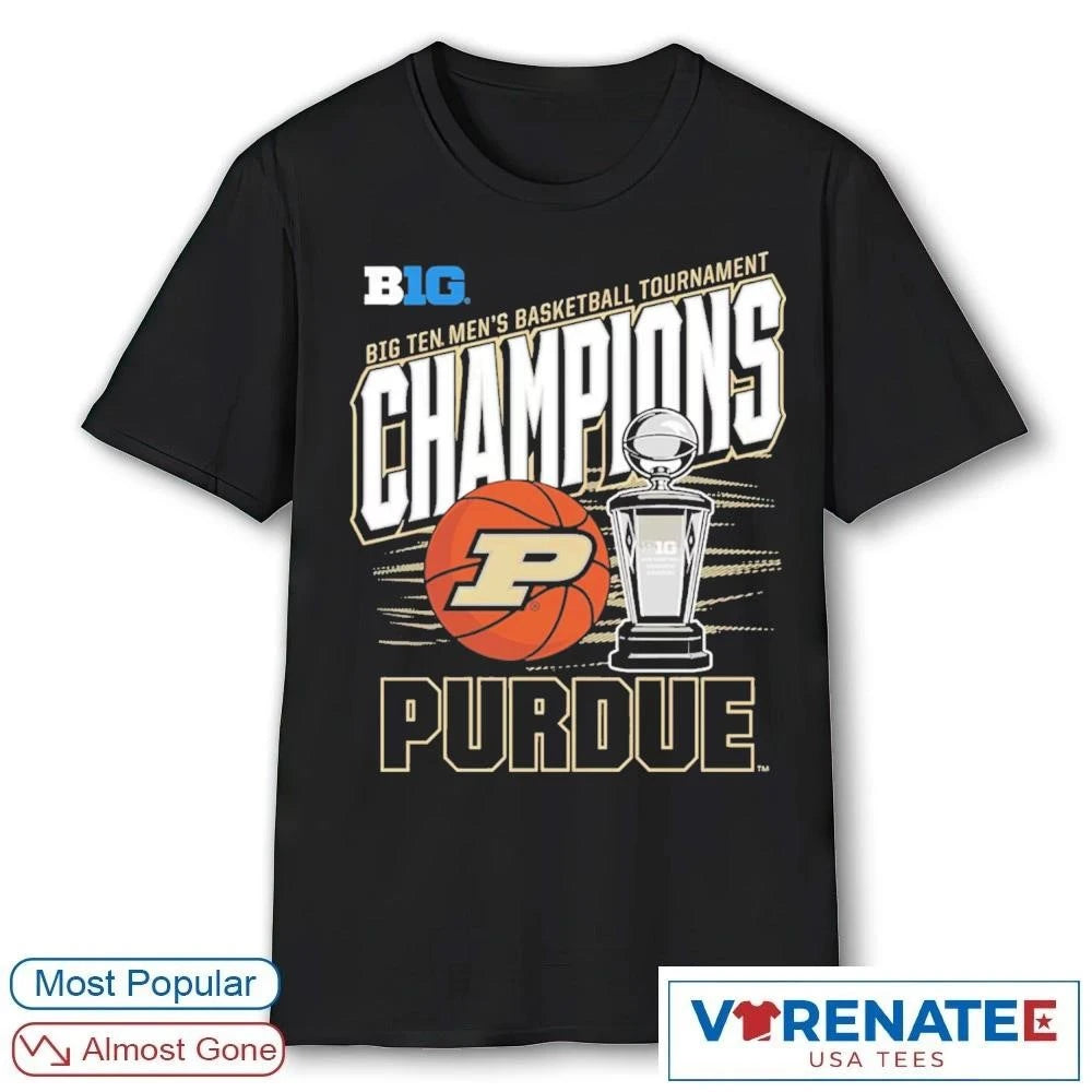 Official 2026 Big Ten Men’s Basketball Tournament Champions Trophy Purdue Boilermakers T-Shirt