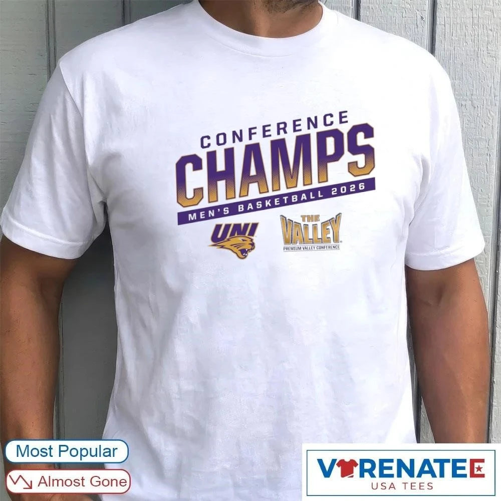 Official 2026 Conference Champs The Valley Northern Iowa Panthers Men’s Basketball T-Shirt