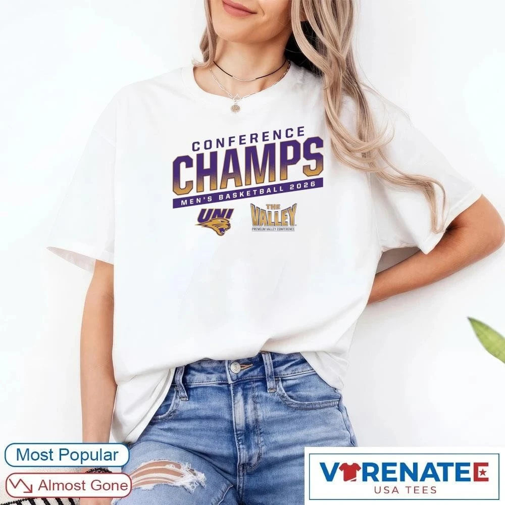 Official 2026 Conference Champs The Valley Northern Iowa Panthers Men’s Basketball T-Shirt