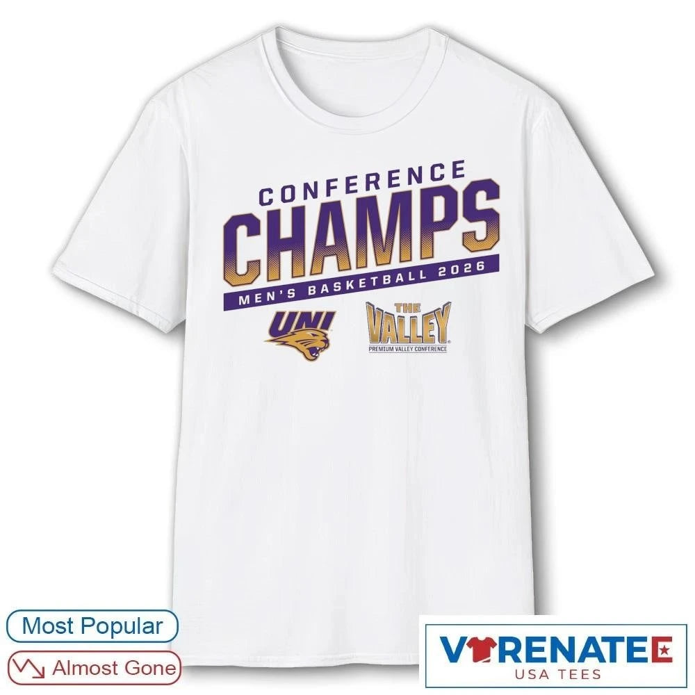 Official 2026 Conference Champs The Valley Northern Iowa Panthers Men’s Basketball T-Shirt