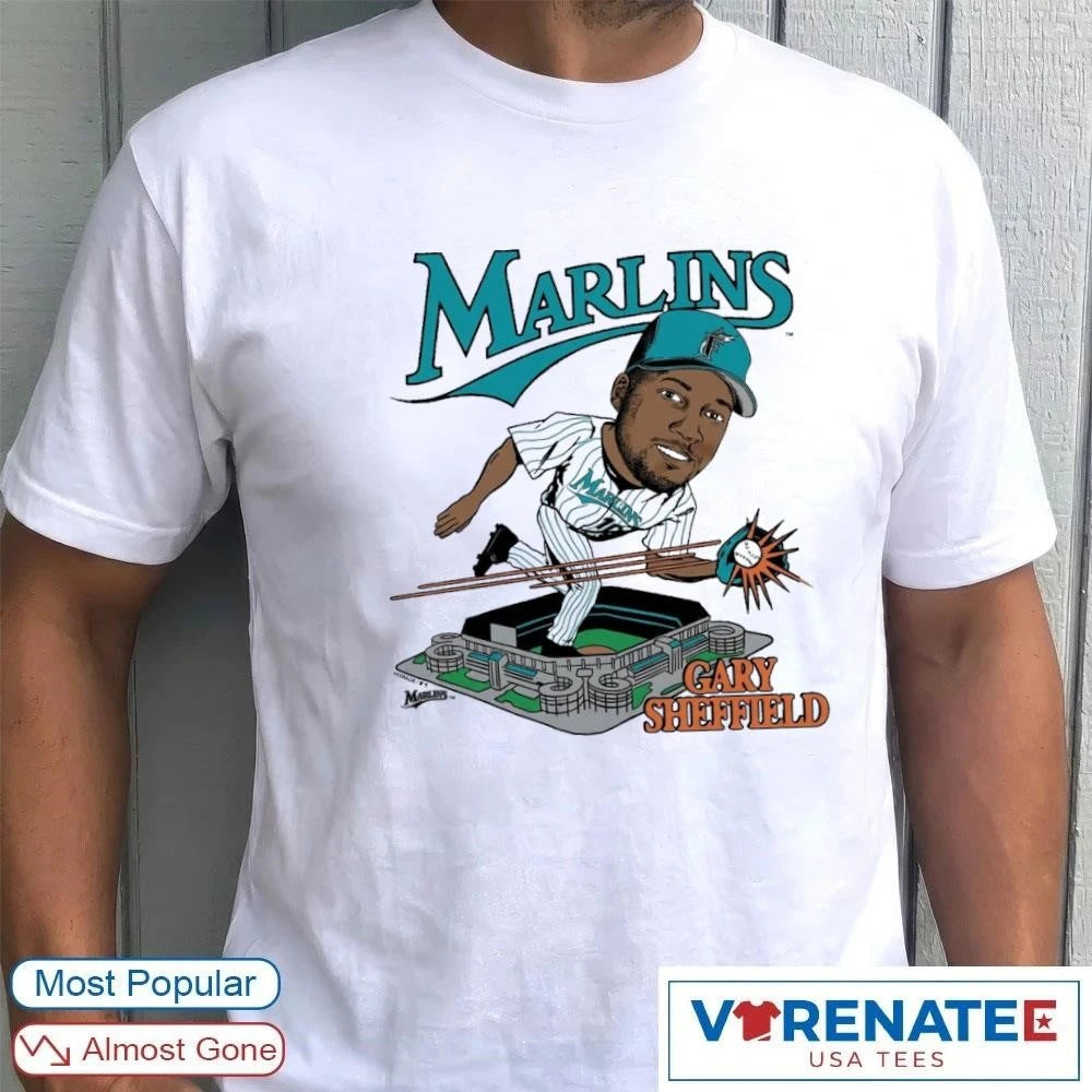 Official 2026 Florida Marlins Gary Sheffield Caricature Homage T-Shirt