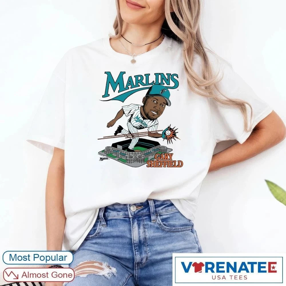 Official 2026 Florida Marlins Gary Sheffield Caricature Homage T-Shirt