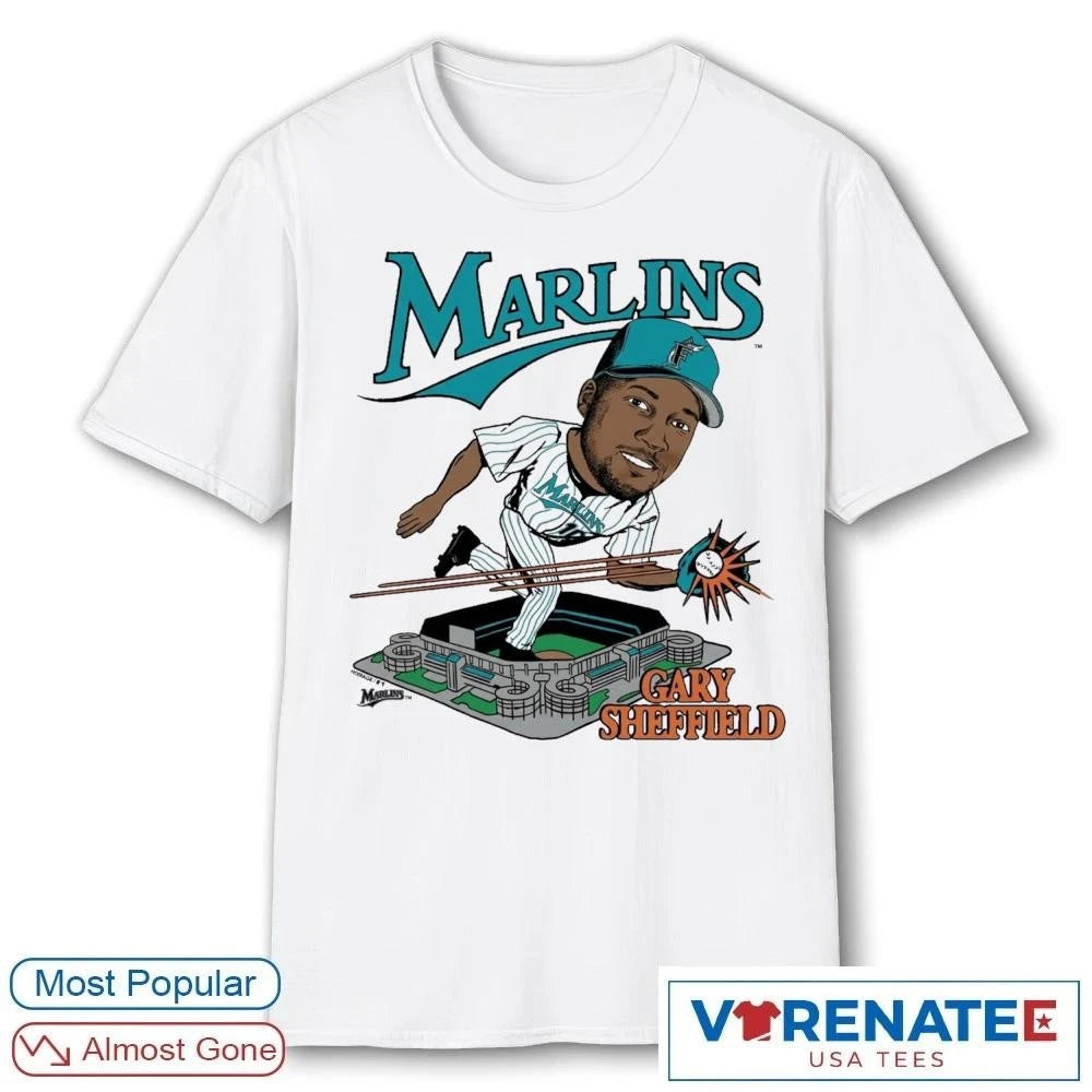 Official 2026 Florida Marlins Gary Sheffield Caricature Homage T-Shirt