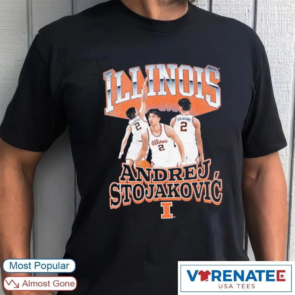 Official 2026 Illinois Fighting Illini Basketball Andrej Stojakovic NIL T-Shirt