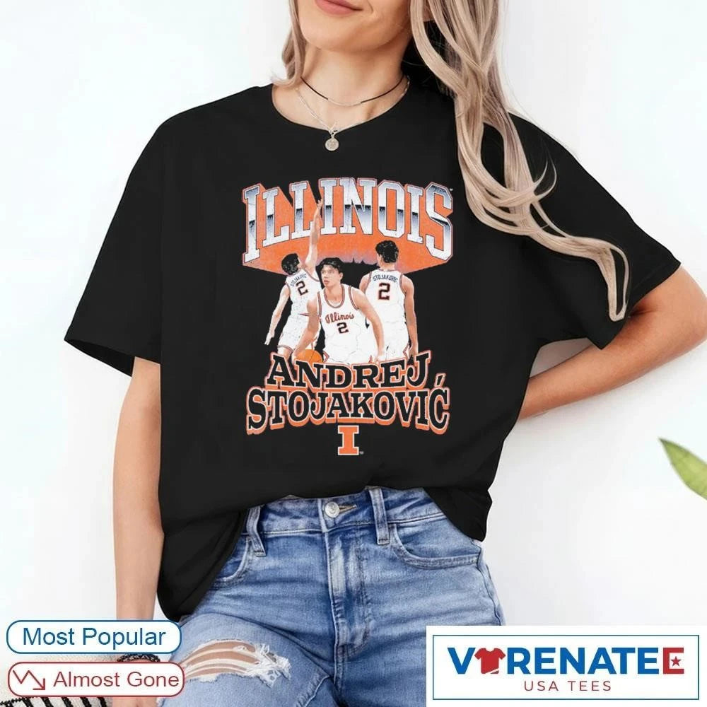 Official 2026 Illinois Fighting Illini Basketball Andrej Stojakovic NIL T-Shirt