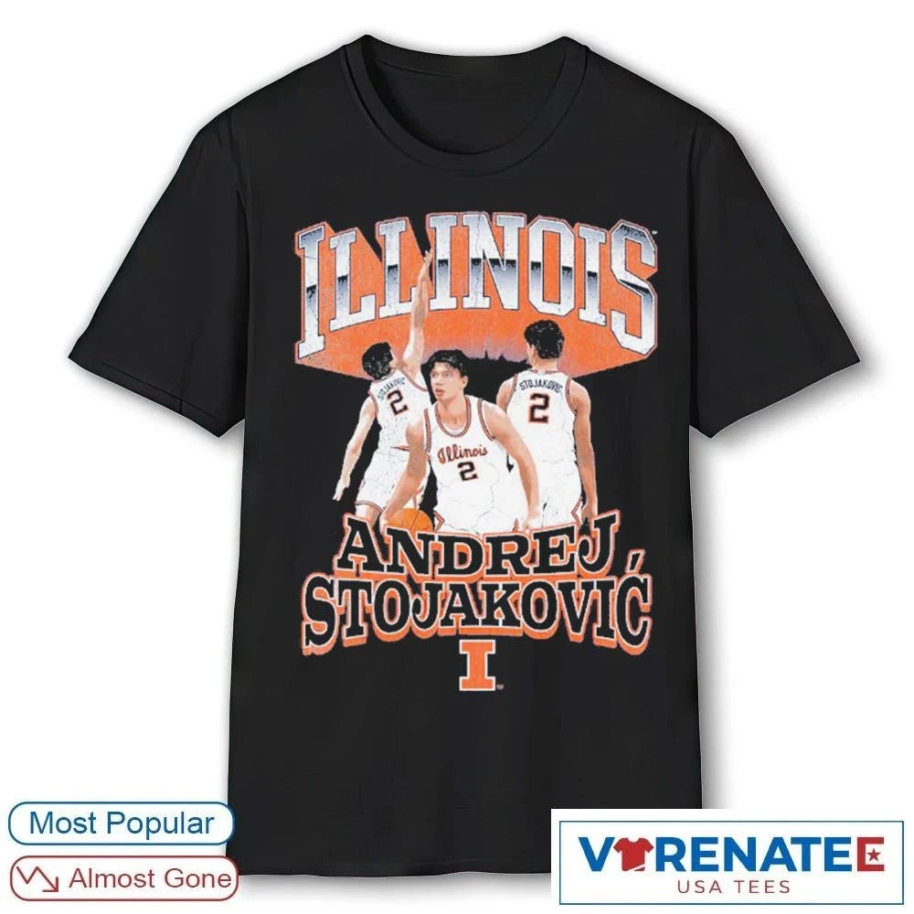 Official 2026 Illinois Fighting Illini Basketball Andrej Stojakovic NIL T-Shirt