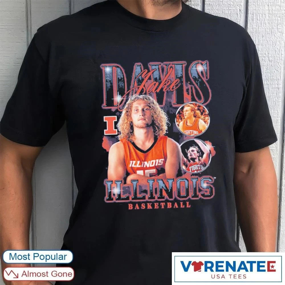 Official 2026 Illinois Fighting Illini Basketball Jake Davis NIL T-Shirt