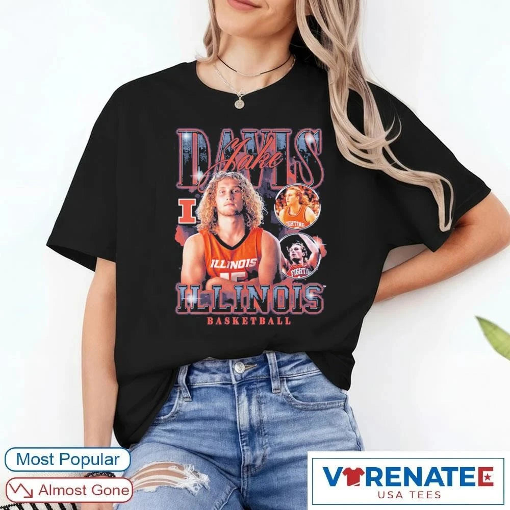 Official 2026 Illinois Fighting Illini Basketball Jake Davis NIL T-Shirt