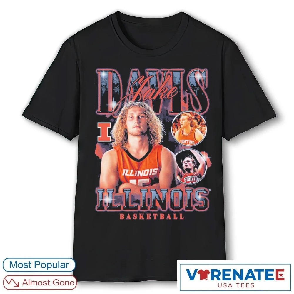Official 2026 Illinois Fighting Illini Basketball Jake Davis NIL T-Shirt