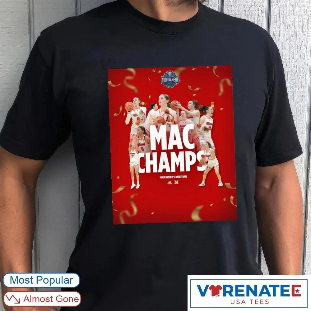 Official 2026 MAC Champs Miami Women’s Basketball Poster T-Shirt
