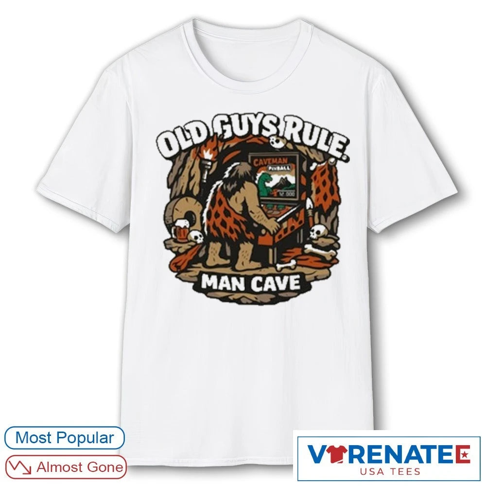 Official 2026 Man Cave Chocolate Old Guys Rule Shed T-Shirt